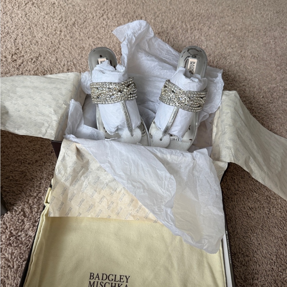 Badgley Mischka Glittering Silver Sandals
